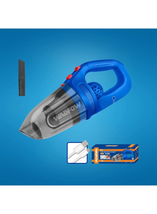 WADFOW 8V Cordless Handheld Vacuum Cleaner WLV0801 – Portable Rechargeable Car & Home Vacuum with 6kPa Strong Suction, 2000mAh Battery, 0.45L Dust Cup, USB Type-C Charging & Crevice Nozzle - Image 2
