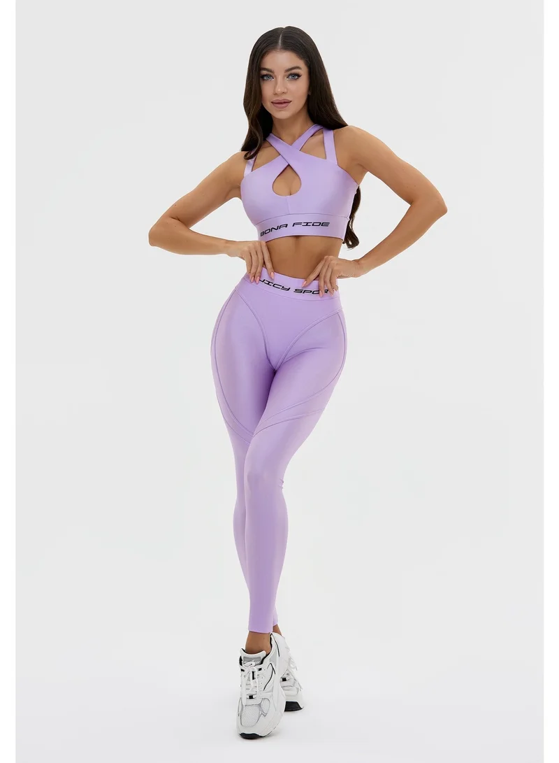 Bona Fide Premium High-Waisted Shape-Enhancing Leggings for Women - Tummy Control Sculpting Gym Yoga Pants - Moisture-Wicking Compression Workout Tights - Professional Fitness Apparel - Lavender