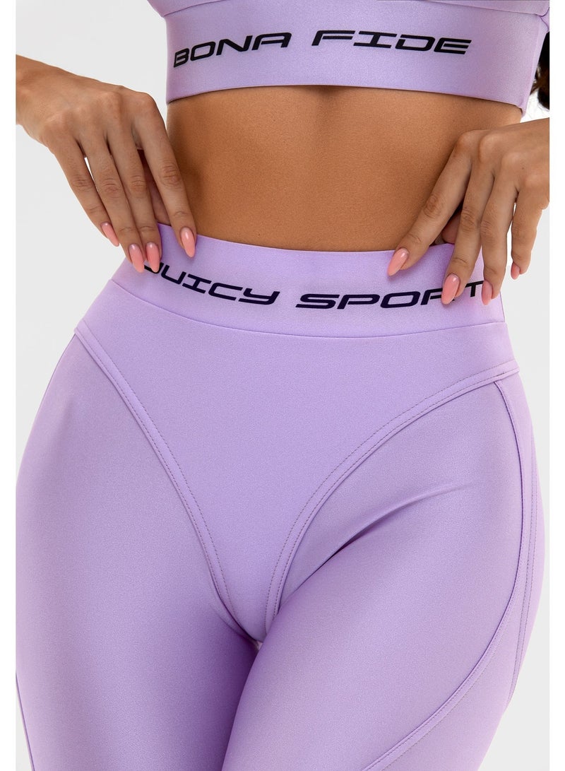 Bona Fide Premium High-Waisted Shape-Enhancing Leggings for Women - Tummy Control Sculpting Gym Yoga Pants - Moisture-Wicking Compression Workout Tights - Professional Fitness Apparel - Lavender - Image 4