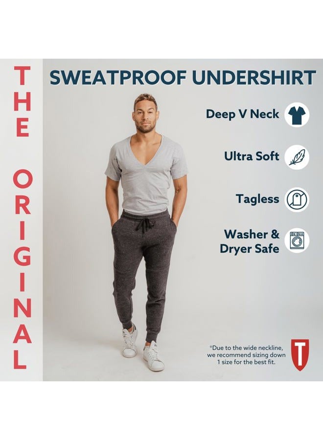 THOMPSON TEE The Thompson Tee Sweatproof Undershirt for Men w/Underarm Sweat Pads (Original Fit, Deep V-Neck) (Beige, 2XL) - Image 4