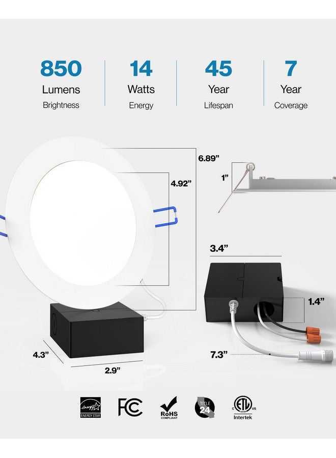 صنكو لايتنغ مجموعة من 2 مصباح LED فائق النحافة مقاس 6 بوصات من Sunco، ضوء النهار 5000 كلفن، قابل للتعتيم، 14 وات، رفيع للغاية، بدون علبة مع صندوق توصيل