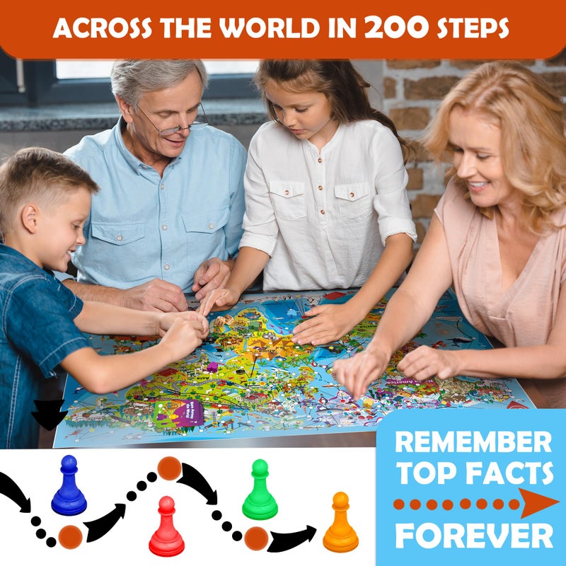 QUOKKA Board Game 1 to 10 Players - Learning, Educational - Geography, World - 100 Question Cards, Top Facts - Indoor, Outdoor - Kids, Teens, Adults, Family - Image 4