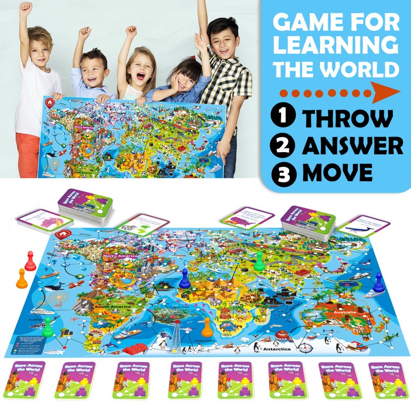 QUOKKA Board Game 1 to 10 Players - Learning, Educational - Geography, World - 100 Question Cards, Top Facts - Indoor, Outdoor - Kids, Teens, Adults, Family - Image 2