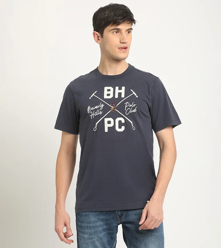 BEVERLY HILLS POLO CLUB Beverly Hills Polo Club Printed Crew Neck Short Sleeves T-Shirt
