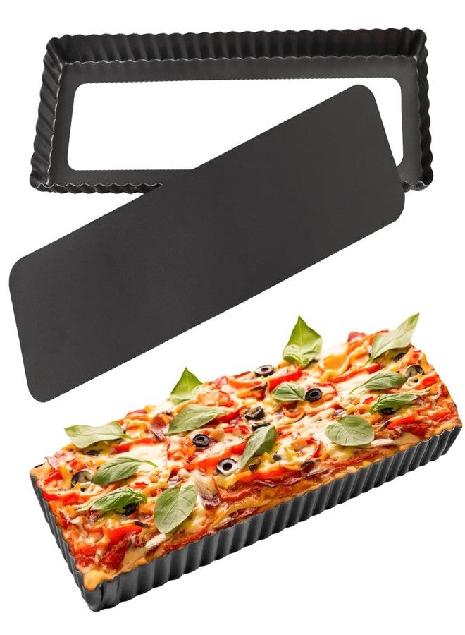 Cyimi 14 Inch Rectangular Tart Pan Set of 2, Nonstick Quiche Pie Pan with Removable Bottom Tart Pan for Pies, Quiche Bakeware, Cheese Cakes, Desserts - Image 1