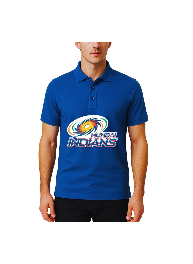 PRINTSHOP4ME Mumbai Indians Cricket Men's Dry-Fit Polo Neck T-Shirt|Tshirt With Cap|Soft&Breathable Sportswear For Cricket Lovers|Wear It For Games - Image 2