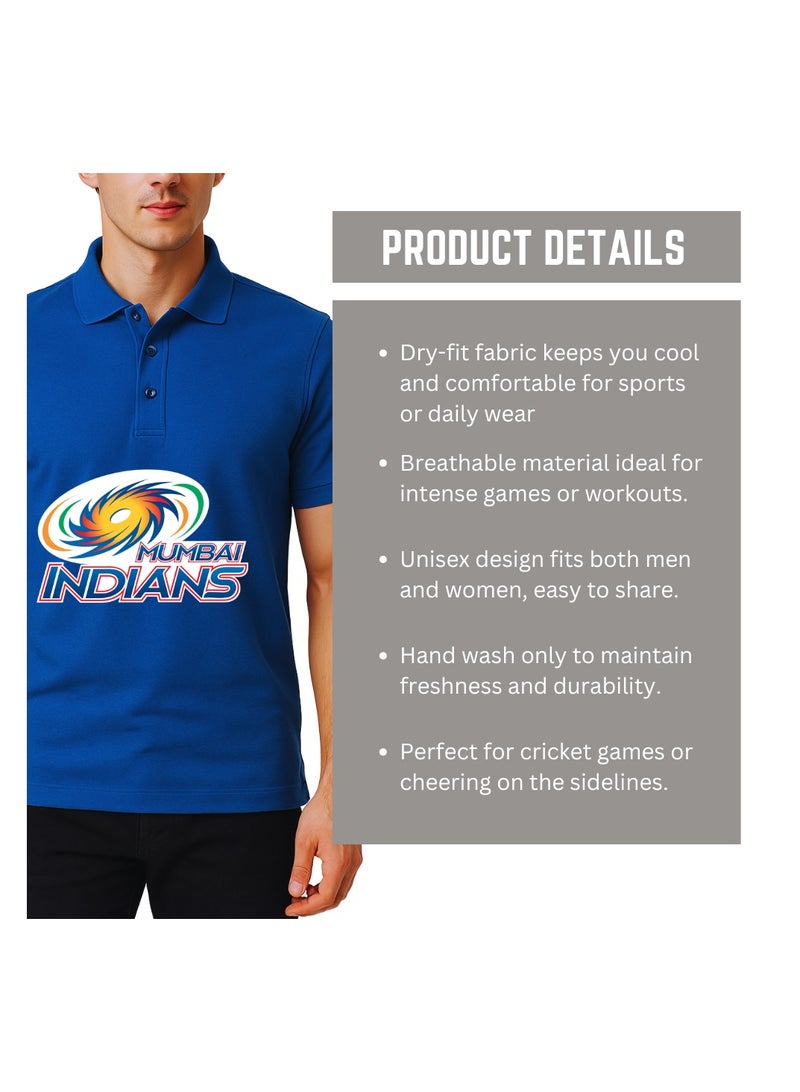 PRINTSHOP4ME Mumbai Indians Cricket Men's Dry-Fit Polo Neck T-Shirt|Tshirt With Cap|Soft&Breathable Sportswear For Cricket Lovers|Wear It For Games - Image 4