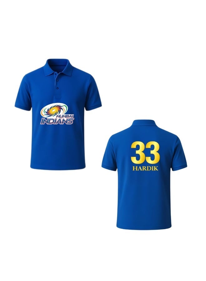 Mumbai Indians Cricket Men's Dry-Fit Polo Neck T-Shirt|Tshirt With Cap|Soft&Breathable Sportswear For Cricket Lovers|Wear It For Games - Image 2