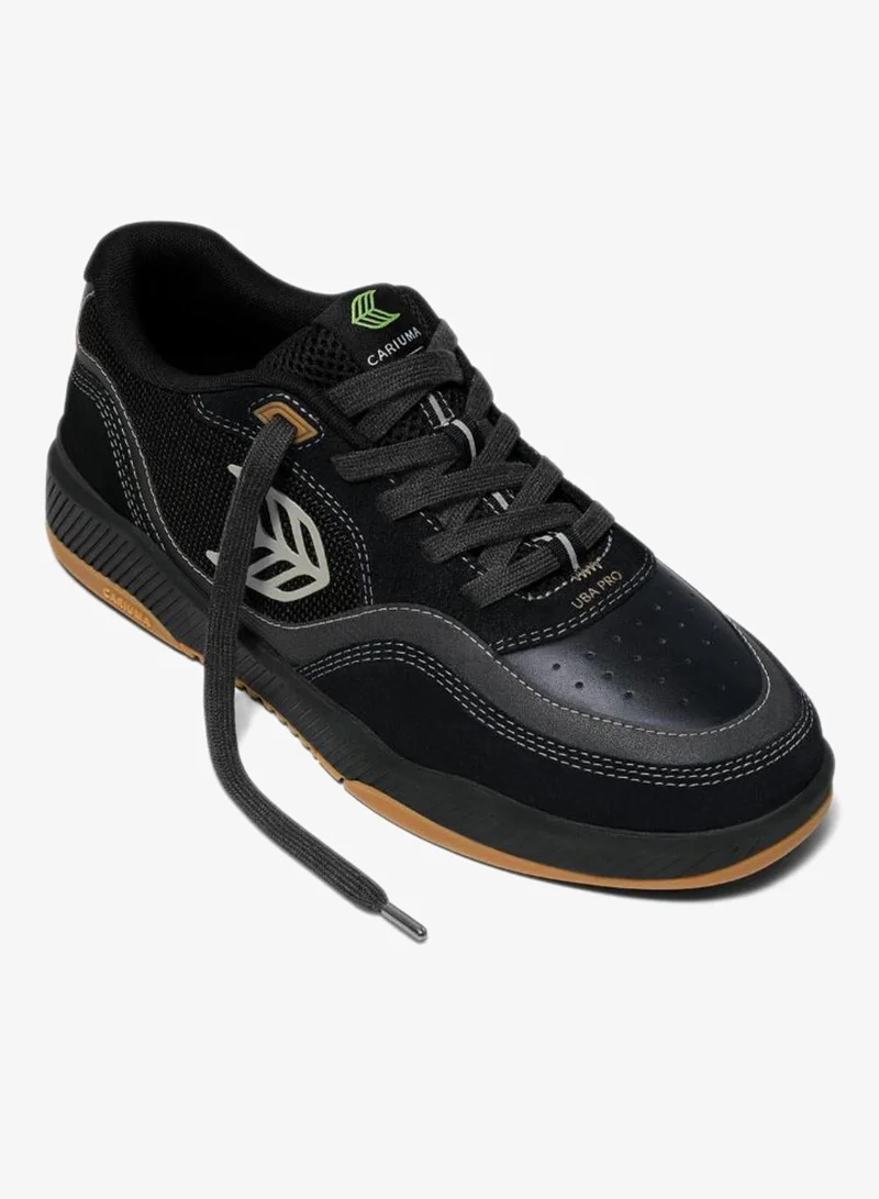 كاريوما UBA PRO Black Suede and Mesh Silver Cloud Logo Sneaker