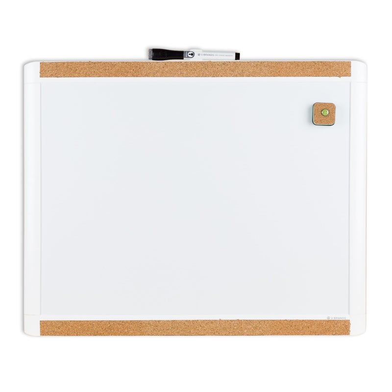 U Brands Magnetic Dry Erase Board, 20"x16", White Pin-It Frame, Includes Marker and Magnet - Image 1
