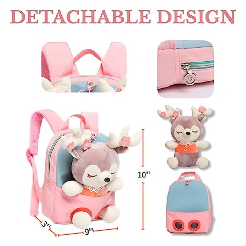 ' plush backpack for toddlers aged 2-6, pink polyester plush, soft and lightweight, ideal for preschool and daily use - Image 4