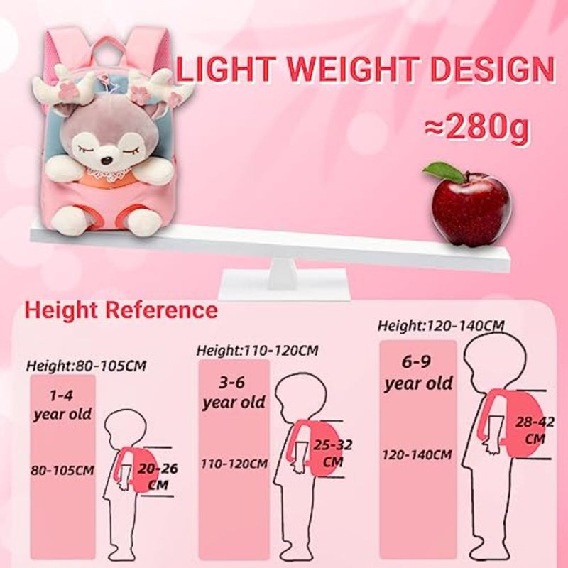 ' plush backpack for toddlers aged 2-6, pink polyester plush, soft and lightweight, ideal for preschool and daily use - Image 5