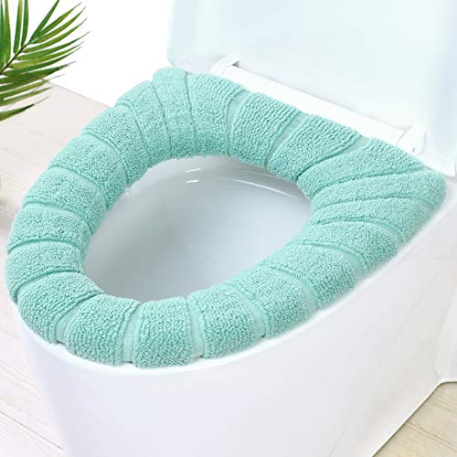 Guojanfon Bathroom Soft Thicker Warmer Stretchable Washable Cloth Toilet Seat Cover Pads 3PCS - Image 5