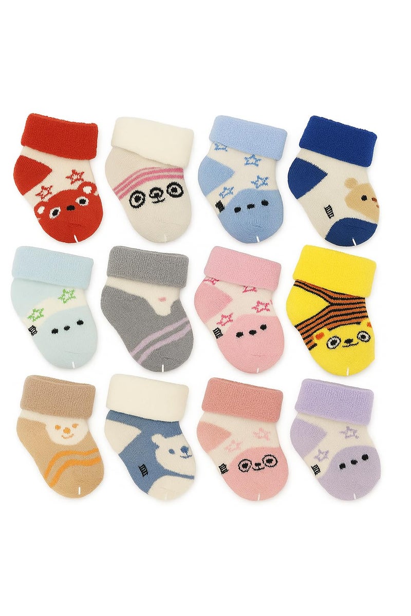 CUTEABLY Organic Cotton Baby Socks, Ankle Length, Mixed Colours, 0-12 Months (IN, Age, 6 Months, 12 Months, 2, Multicolour) - Image 1