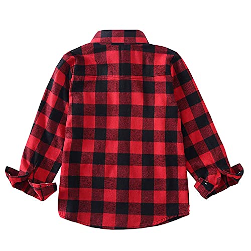 Yinggeli Boys Girls Plaid Shirts Long Sleeve Button Down Flannel Dress Shirts 2T - 8T(E001,6 Years) - Image 2