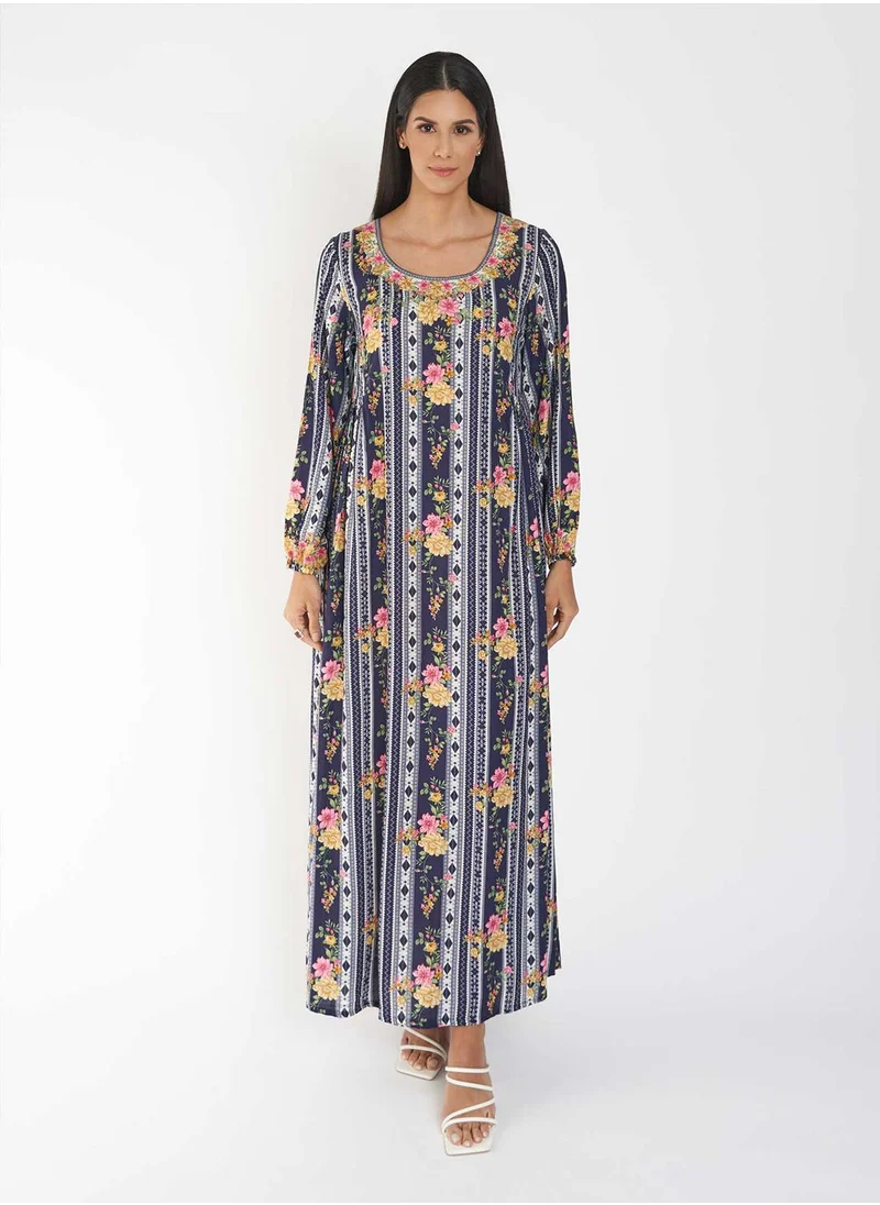 KASHKHA Placement Digital Printed Jalabiya