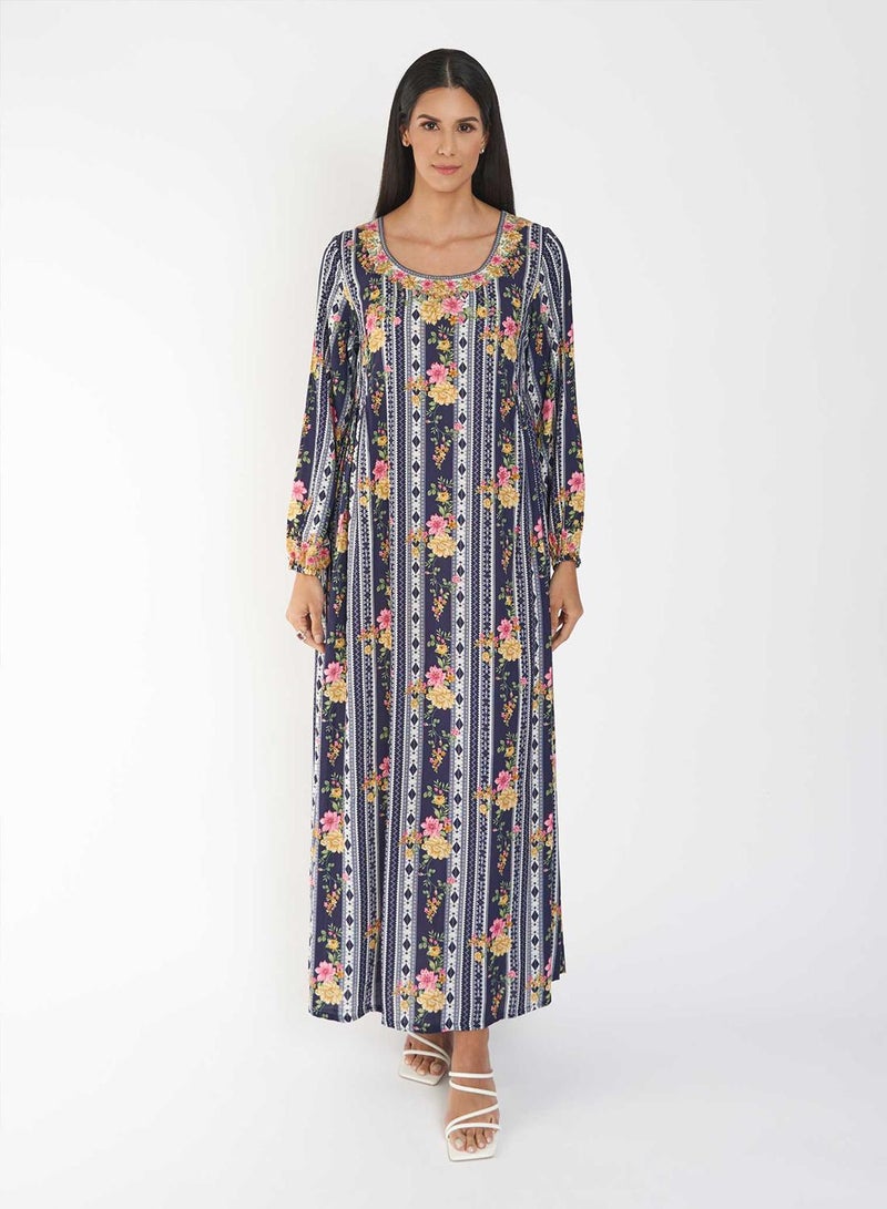 KASHKHA Placement Digital Printed Jalabiya - Image 1