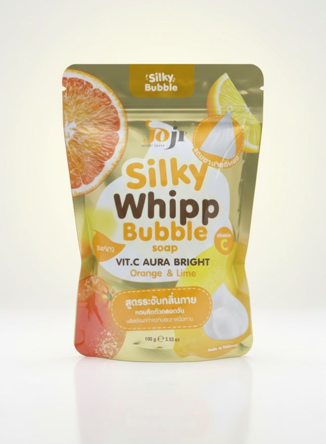 صابون سيلكي ويب بابل برائحة البرتقال والليمون مع فيتامين سي لتفتيح البشرة 100 جم لتفتيح وترطيب الوجه والجسم لبشرة ناعمة ومشرقة