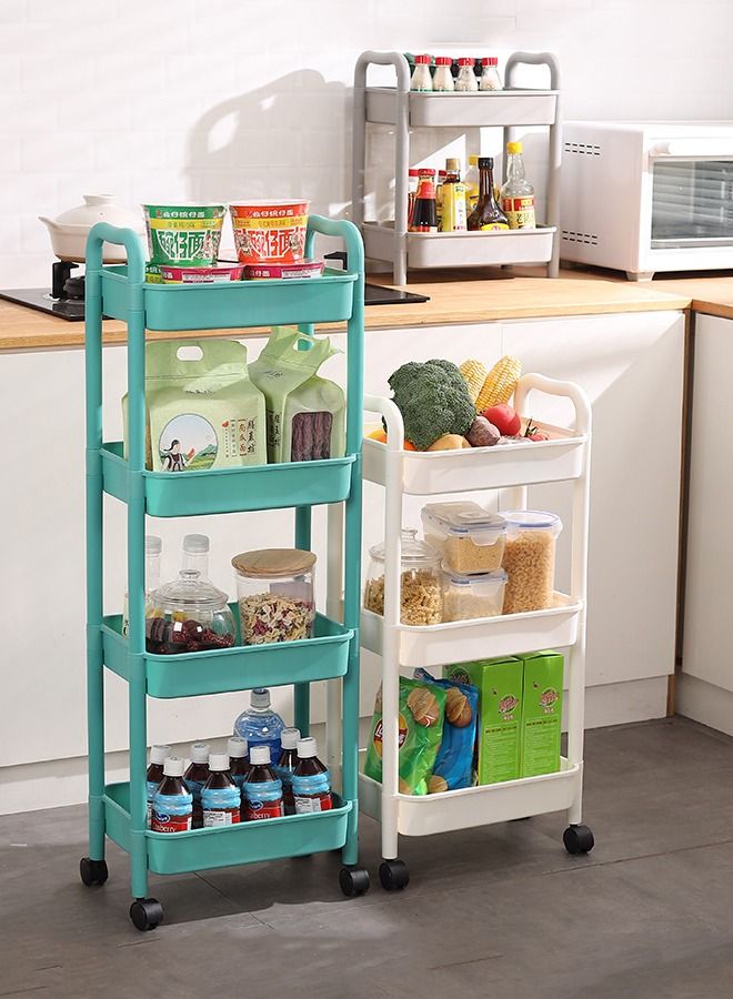 Plastic Utility Cart 3 Tier Rolling Mesh Multifunction Storage Rack Serving for Home or Kitchen - Image 4