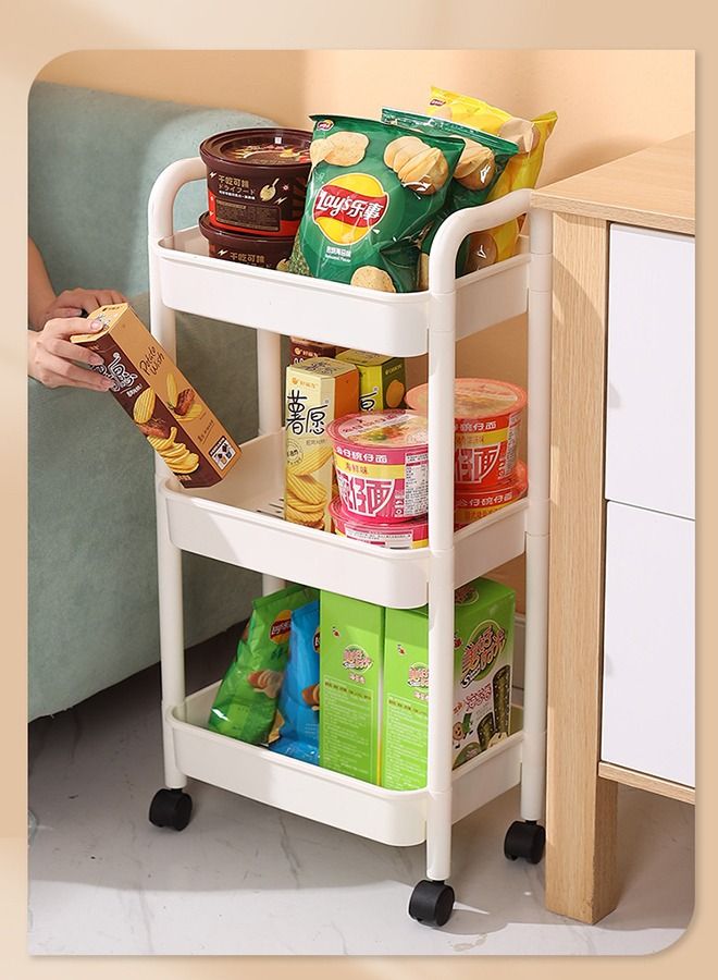 Plastic Utility Cart 3 Tier Rolling Mesh Multifunction Storage Rack Serving for Home or Kitchen - Image 3