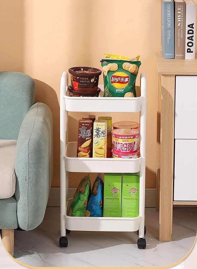 Plastic Utility Cart 3 Tier Rolling Mesh Multifunction Storage Rack Serving for Home or Kitchen - Image 2