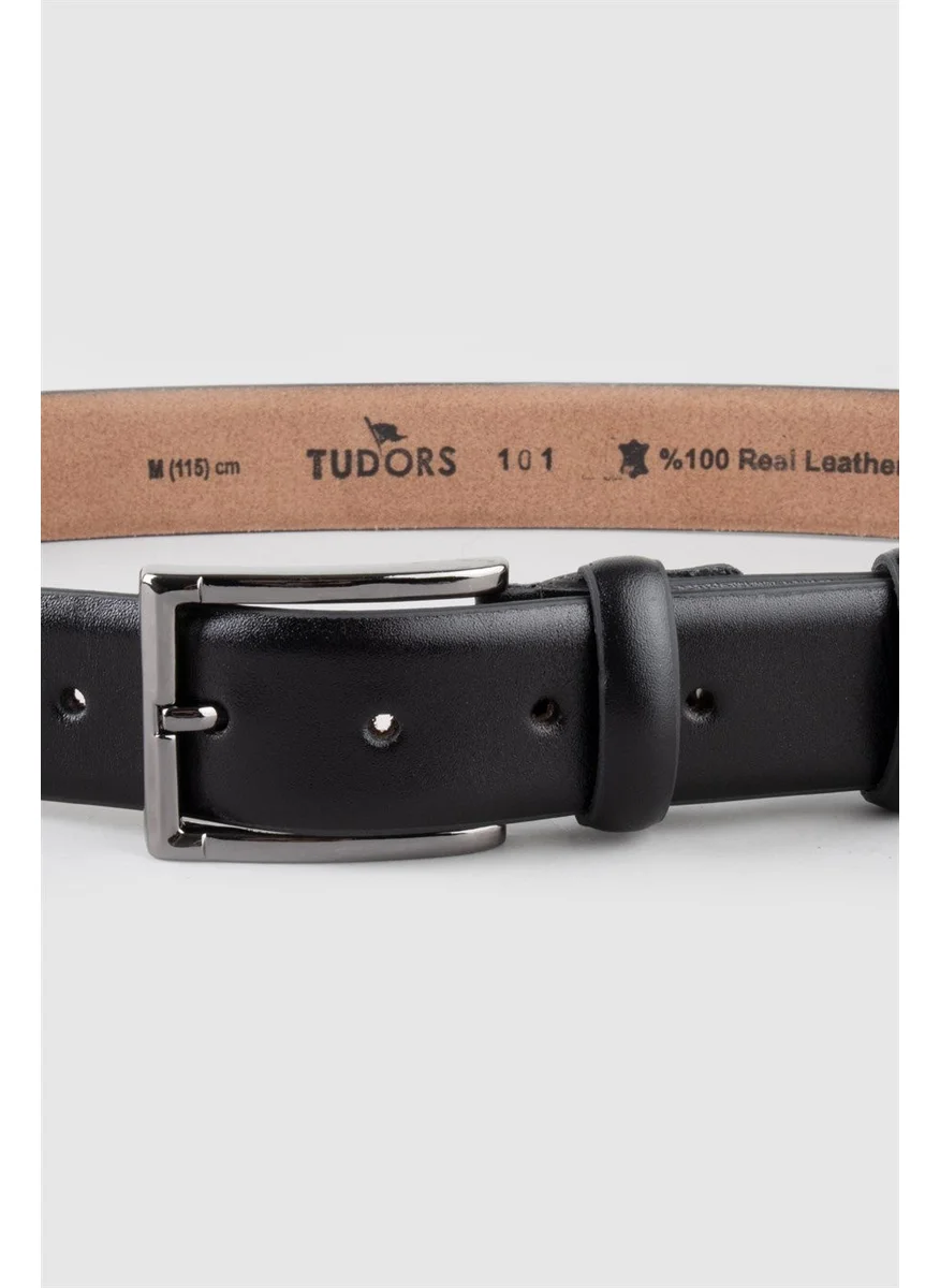 تودورس Men's Leather 3.5 cm Classic Black Belt