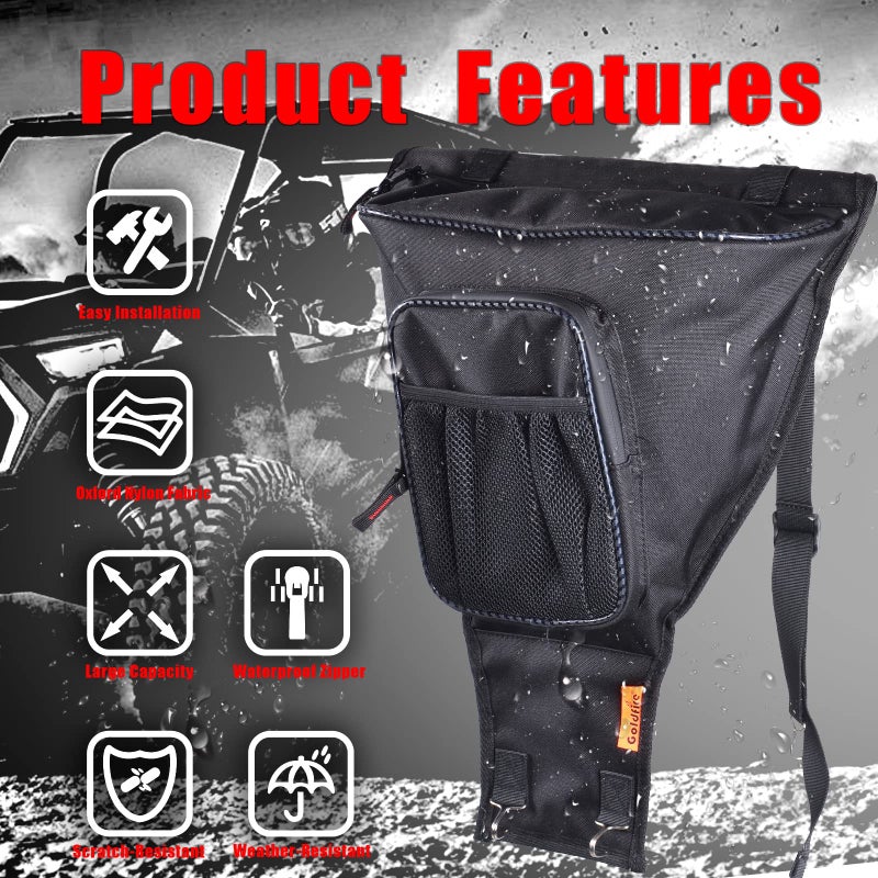 Goldfire Goldfire UTV Tool Bag RZR Center Seat Storage Bags 1680D Shoulder Bag RZR Storage Organizers Accessories Compatible with Polaris Razor 570 800 S 900 1000 XP (Red Piping)  - Image 2