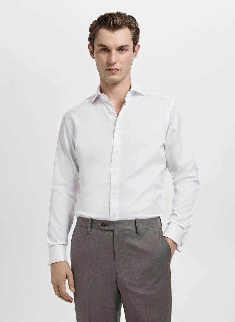 مانجو مان Slim-fit twill fabric suit with shirt cufflinks