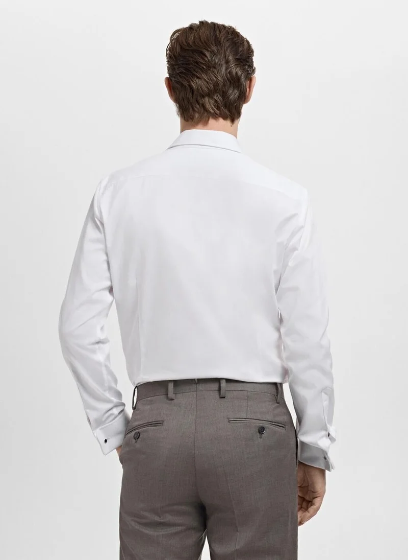 مانجو مان Slim-fit twill fabric suit with shirt cufflinks