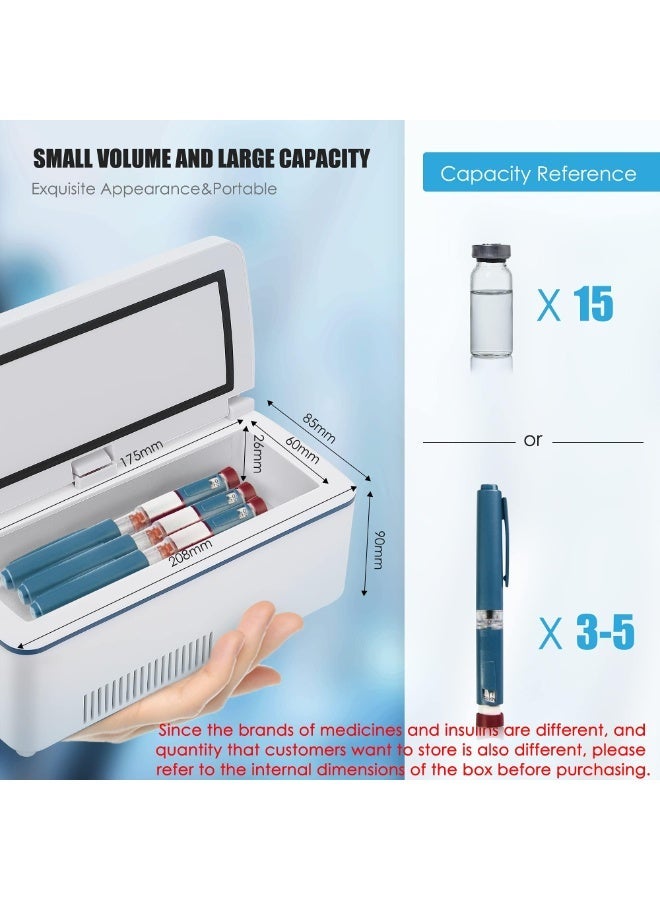 والالا حافظة تبريد الأنسولين للسفر، شاشة LED، تصل إلى 2-8 درجة مئوية لمدة 12 ساعة، ثلاجة أدوية صغيرة محمولة، مع إنذار، مع بطاريتين إضافيتين 10200 مللي أمبير في الساعة وحقيبة حمل - Image 2