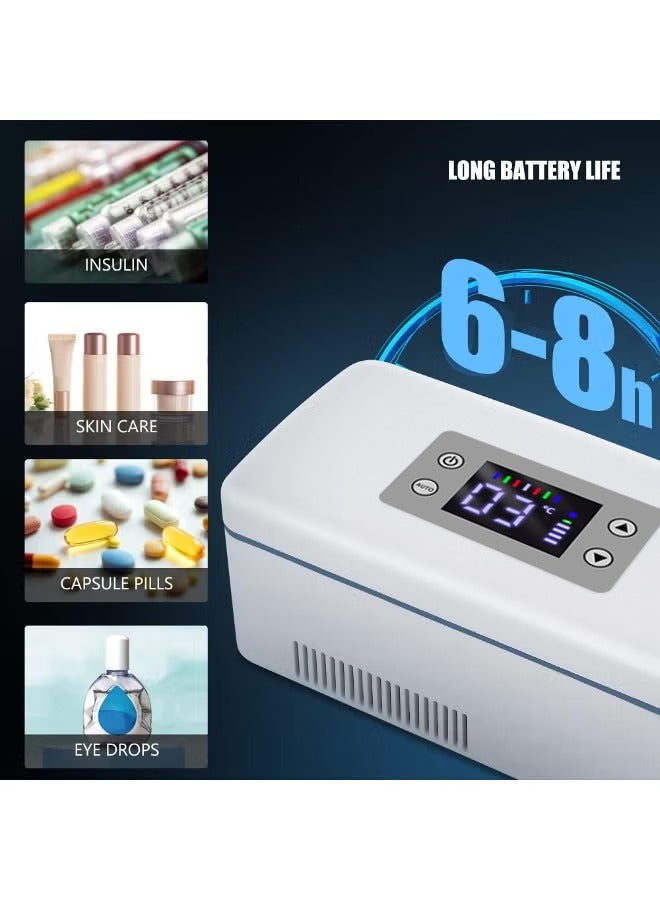 والالا حافظة تبريد الأنسولين للسفر، شاشة LED، تصل إلى 2-8 درجة مئوية لمدة 12 ساعة، ثلاجة أدوية صغيرة محمولة، مع إنذار، مع بطاريتين إضافيتين 10200 مللي أمبير في الساعة وحقيبة حمل - Image 4