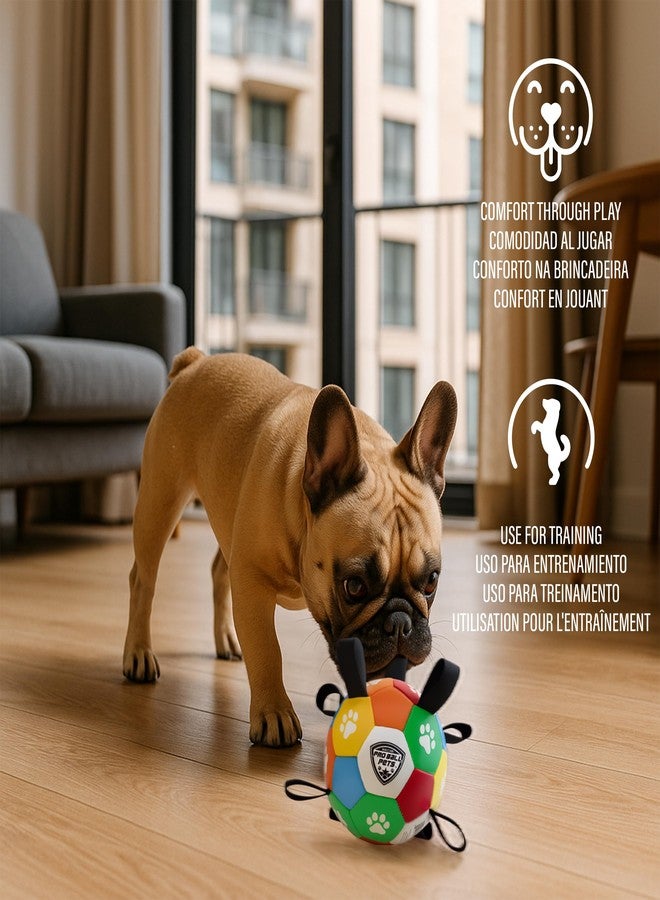 Maccabi Interactive Dog Soccer Ball for Dogs, 6” with Straps & Grab Tabs, Floats on Water, Fetch & Training Toy for Small/Medium Dogs, Herding Breeds, Waterproof Non-Toxic - ProBall Pets - Multicolor - Image 3