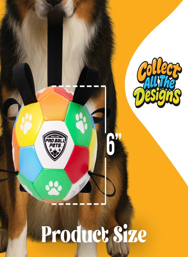Maccabi Interactive Dog Soccer Ball for Dogs, 6” with Straps & Grab Tabs, Floats on Water, Fetch & Training Toy for Small/Medium Dogs, Herding Breeds, Waterproof Non-Toxic - ProBall Pets - Multicolor - Image 5