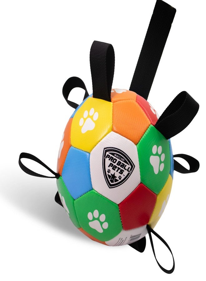 Maccabi Interactive Dog Soccer Ball for Dogs, 6” with Straps & Grab Tabs, Floats on Water, Fetch & Training Toy for Small/Medium Dogs, Herding Breeds, Waterproof Non-Toxic - ProBall Pets - Multicolor - Image 1