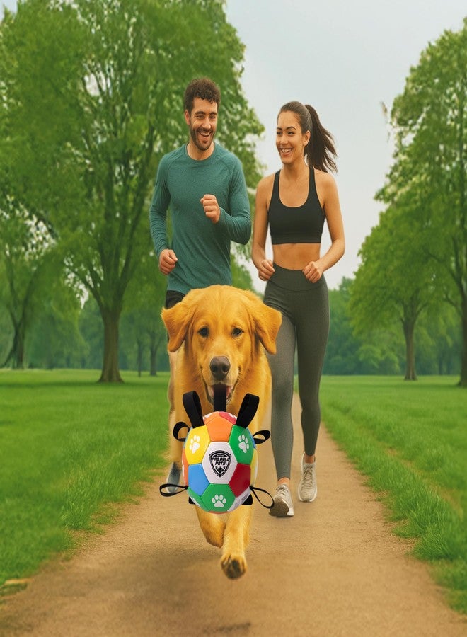 Maccabi Interactive Dog Soccer Ball for Dogs, 6” with Straps & Grab Tabs, Floats on Water, Fetch & Training Toy for Small/Medium Dogs, Herding Breeds, Waterproof Non-Toxic - ProBall Pets - Multicolor - Image 2