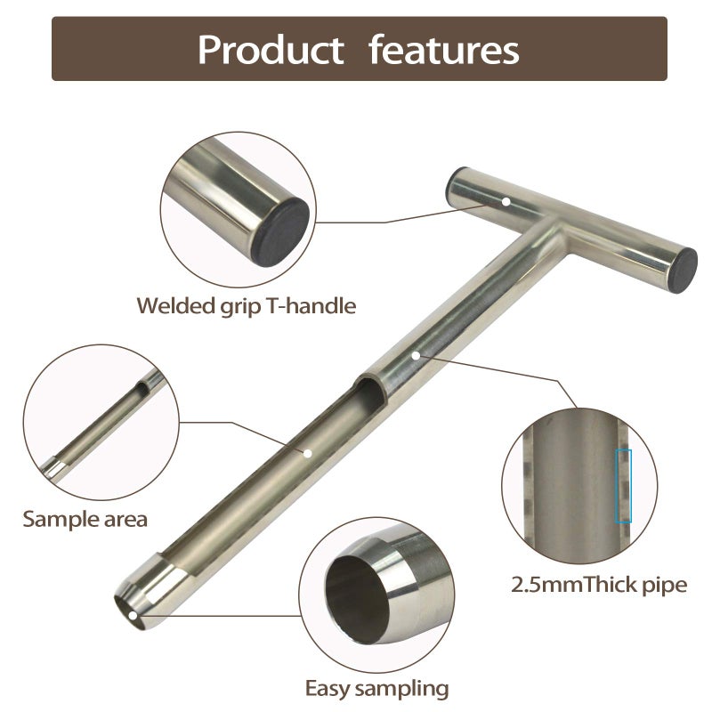 HiHydro 12 Inch Stainless Steel Soil Probe with 2 Sample Bags, T-Handle Soil Test Kit for Plant Care, Garden, Lawn, Farm - Image 5