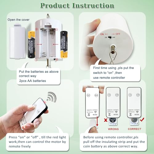 Fonmy Hanging Display Motor Rotating Motor w/ Remote Controller for Wind Spinner Hanging Decor Ornament Wind Chimes Battery Operated Motor-20 RPM Medium Speed - Image 3
