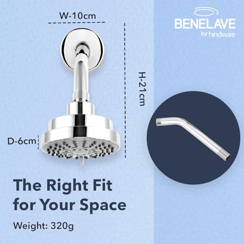 hindware Benelave by Hindware 5-Flow Overhead Shower for Bathroom | Made of ABS | Mirror-like Chrome Polish Finish | Rain, Massage, Mist & Combination Modes | Water Saving Multi Flow Bathroom Shower - Image 5