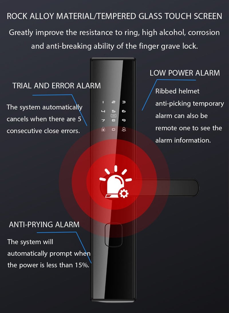 Smart  Lock Door Lock Smart Door Lock, Fingerprint Smart Door Lock, Electronic Deadbolt with 4 Ways Password, TUYA Control, Fingerprint and Key - Image 3