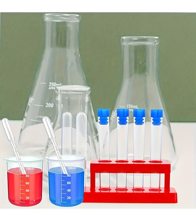 10pcs Science Experiment Test Tubes Set With Rack Measuring Cup Pipette - Image 5