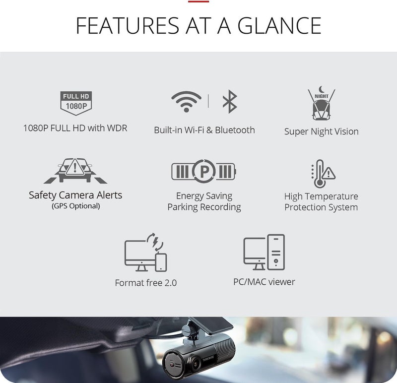 THINKWARE F70 PRO Dash Cam 1080P Full HD WiFi Dashcam for Car Camera Night Vision G-Sensor Buffered Parking Mode 32GB Card, Hardwiring Cable Included Made in Korea - Image 2