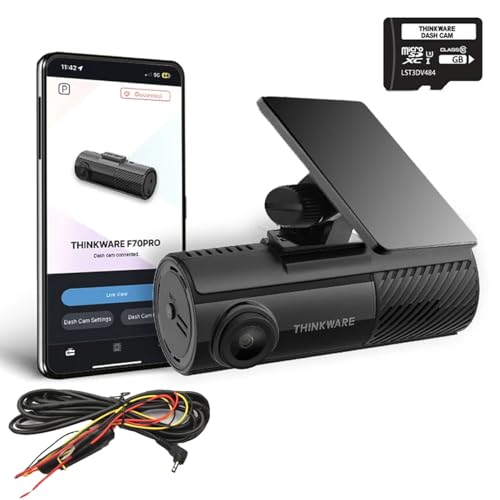 THINKWARE F70 PRO Dash Cam 1080P Full HD WiFi Dashcam for Car Camera Night Vision G-Sensor Buffered Parking Mode 32GB Card, Hardwiring Cable Included Made in Korea - Image 1