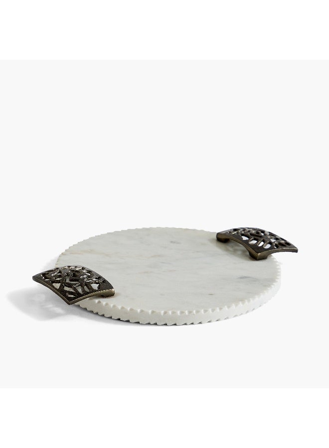 Home Box Willow Round Marble Tray with Handle - 32x26x3 cm - Image 5