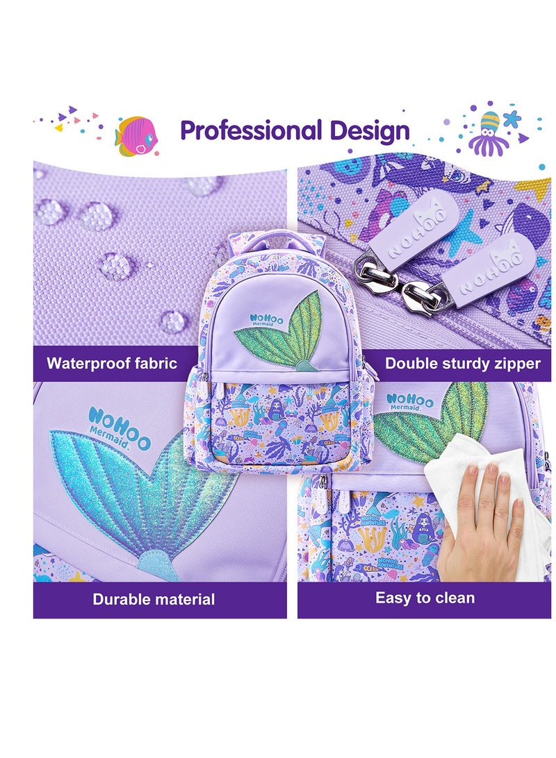 Nohoo Kids 16 Inch School Bag Mermaid - Purple - Image 2