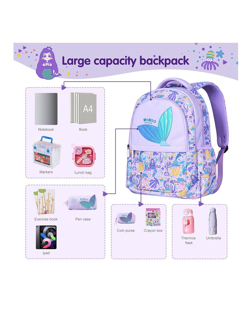 Nohoo Kids 16 Inch School Bag Mermaid - Purple - Image 5