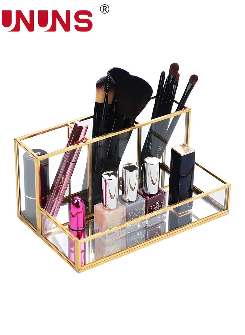 Gold Glass Makeup Organizer-Perfume Cosmetic Holder-Makeup Brush Holder-Jewelry Organizer Makeup Display Organizer,Multifunctional Cosmetic Storage For Bedroom,Dresser,Countertop-Clear Gold - pzsku/ZBA9C5C29FEEB99345264Z/45/_/1688045163/3cff1a70-2053-4218-8e40-eaa963150232