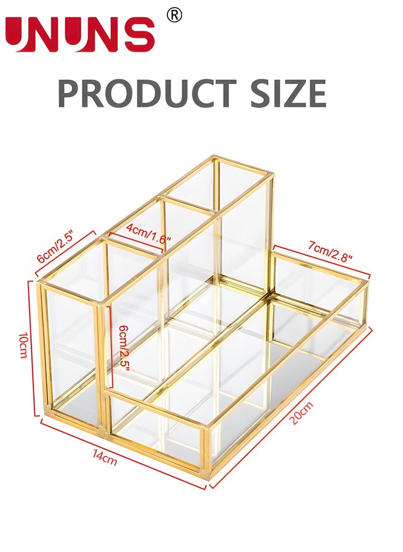 Gold Glass Makeup Organizer-Perfume Cosmetic Holder-Makeup Brush Holder-Jewelry Organizer Makeup Display Organizer,Multifunctional Cosmetic Storage For Bedroom,Dresser,Countertop-Clear Gold - pzsku/ZBA9C5C29FEEB99345264Z/45/_/1688045164/cdaeefb0-7fe6-4f3f-91c3-af3720eb23e1