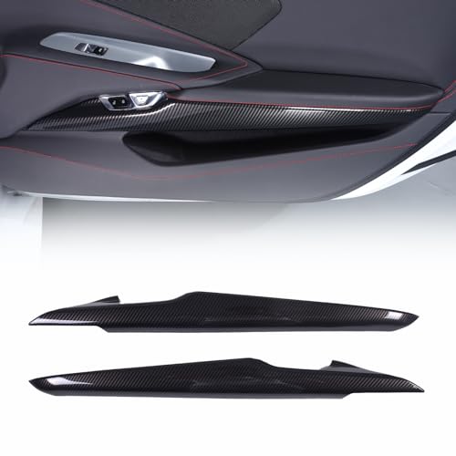 CHEAYAR Car Interior Side Door Panel Trim Cover Compatible with Corvette C8 Stingray 2020 2021 2022 2023 Inner Side Door Panel Strip Cover Trim Decoration Accessories A Carbon Fiber Pattern - Image 1