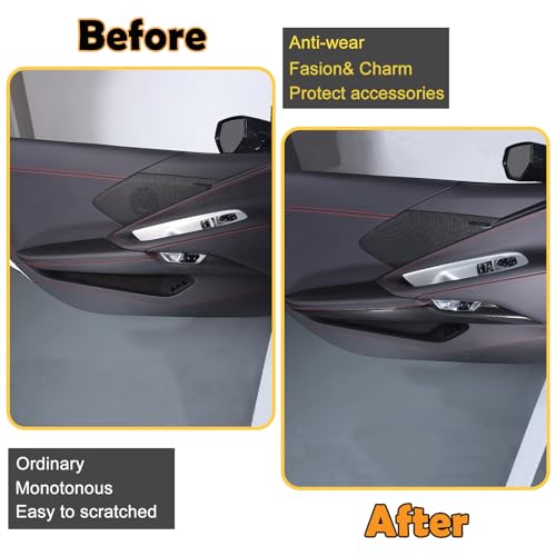 CHEAYAR Car Interior Side Door Panel Trim Cover Compatible with Corvette C8 Stingray 2020 2021 2022 2023 Inner Side Door Panel Strip Cover Trim Decoration Accessories A Carbon Fiber Pattern - Image 3