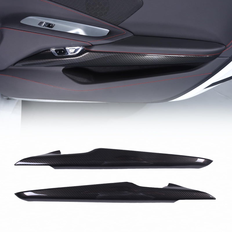 CHEAYAR Car Interior Side Door Panel Trim Cover Compatible with Corvette C8 Stingray 2020 2021 2022 2023 Inner Side Door Panel Strip Cover Trim Decoration Accessories A Carbon Fiber Pattern - Image 2